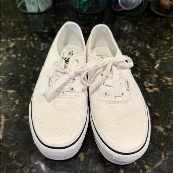 Vans Shoes - Vans White platform Canvas Sneakers White check board size 6 1/2. Brand new
